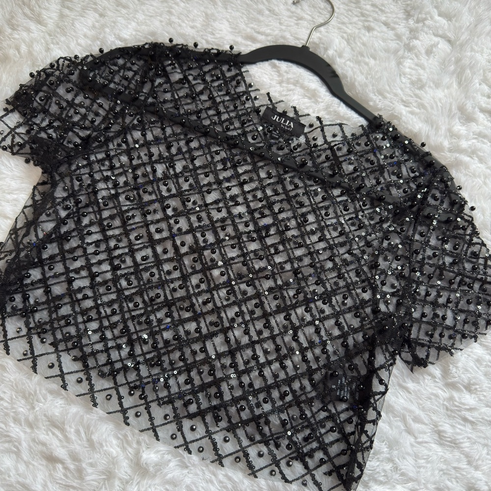 Julia Black Sequin Women's Blouse - Picture 2 of 6